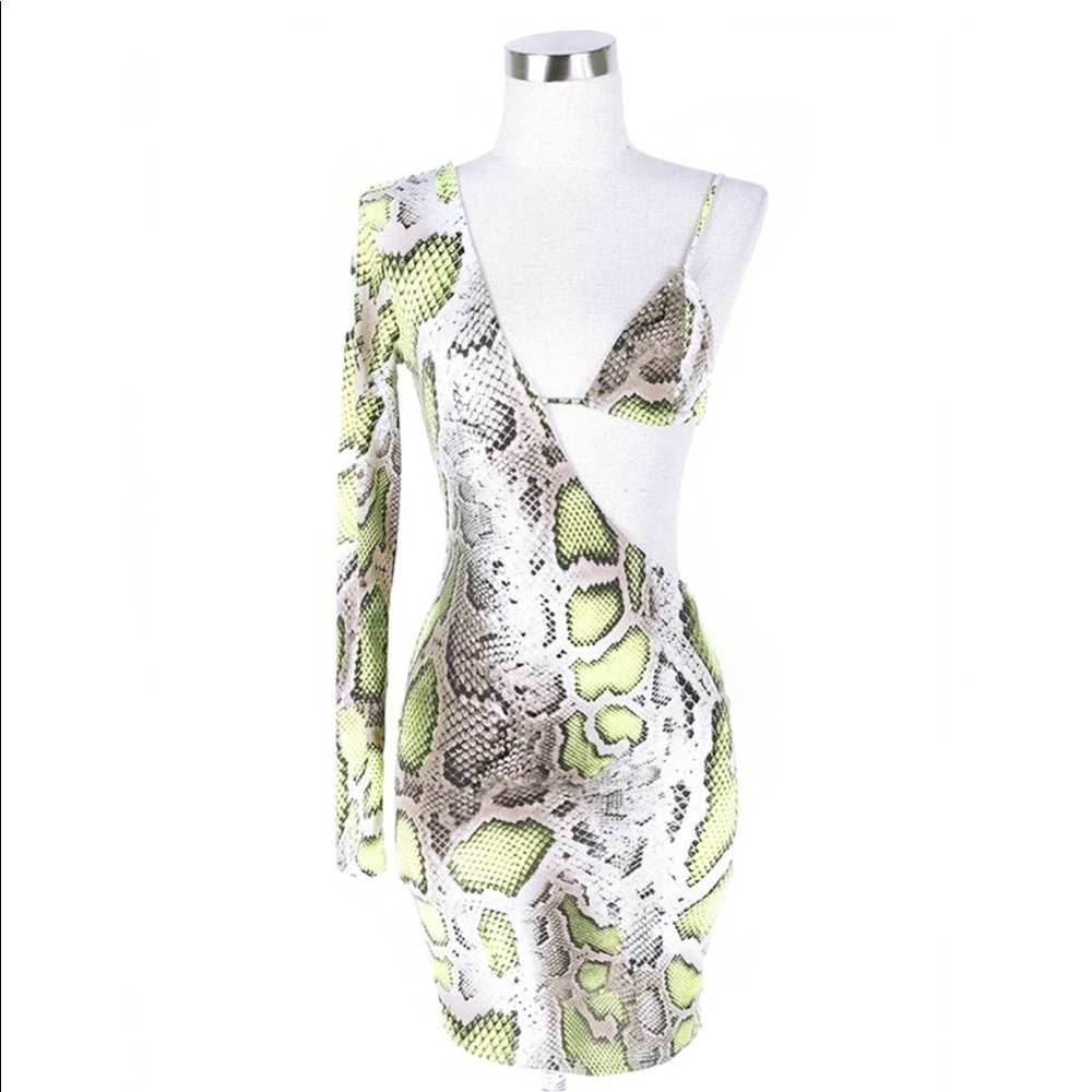 Venom Green Snake Print Dress